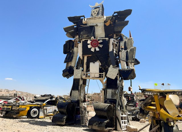 A view shows an installation created by Jordanian Ahmad Al Zawahreh, using discarded material in Zarqa, Jordan on May 9, 2023. (Photo by Jehad Shelbak/Reuters)