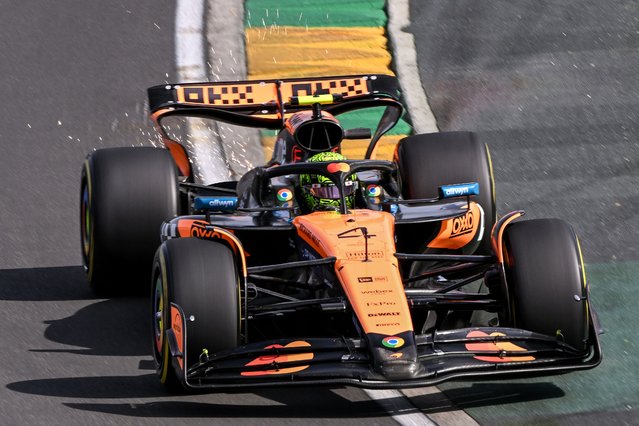 McLaren's British driver Lando Norris drives during the second practice session of the Formula One Australian Grand Prix at the Albert Park Circuit in Melbourne on March 14, 2025. (Photo by William West/AFP Photo)