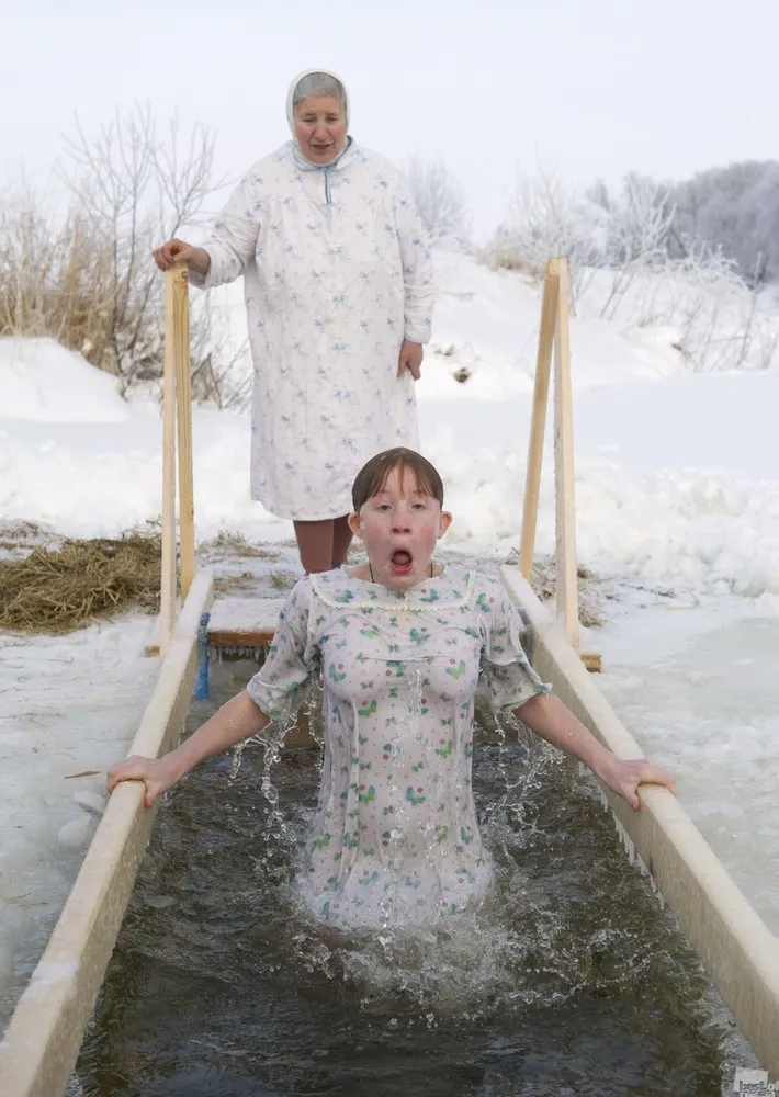 Orthodox Believers Take an Icy Plunge on Epiphany