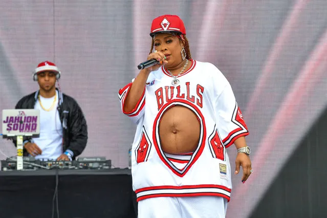 The American rapper Da Brat performs onstage during the Lovers & Friends music festival at the Las Vegas Festival Grounds on May 06, 2023 in Las Vegas, Nevada. (Photo by Aaron J. Thornton/WireImage)