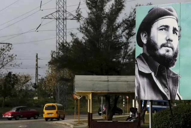 An image of Cuba's former president Fidel Castro is seen along a street in Havana March 20, 2016. (Photo by Enrique de la Osa/Reuters)