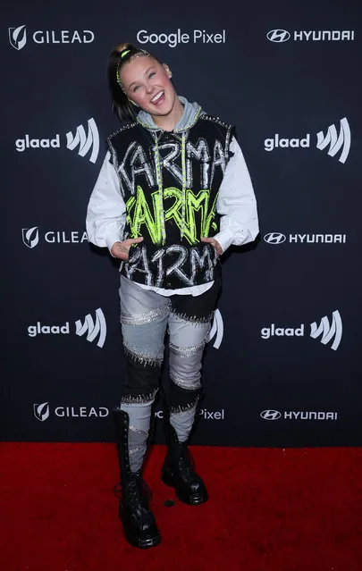 American singer-songwriter and dancer JoJo Siwa arrives at the 35th annual GLAAD Media Awards at the Beverly Hilton Hotel in Beverly Hills, California, U.S., March 14, 2024. (Photo by Aude Guerrucci/Reuters)