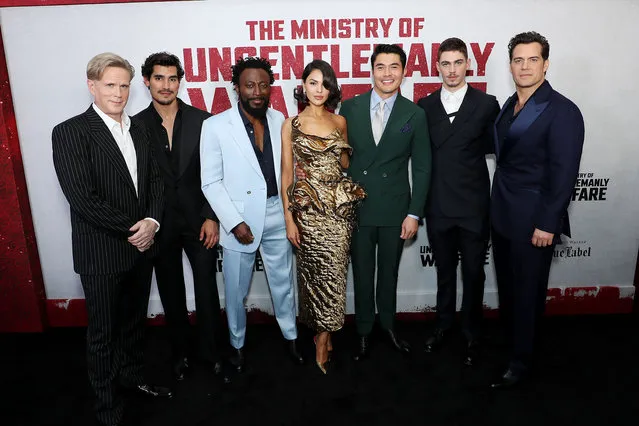 (L-R) Cary Elwes, Henry Zaga, Babs Olusanmokun, Eiza González Rivera, Henry Golding, Hero Feinnes Tiffin and Henry Cavill attend the “The Ministry Of Ungentlemanly Warfare” New York Premiere at AMC Lincoln Square Theater on April 15, 2024 in New York City. (Photo by Marion Curtis/StarPix for Lionsgate)