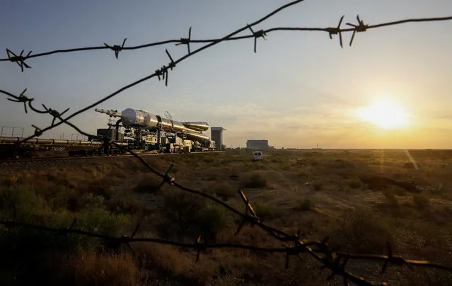 The Soyuz MS-05 spacecraft for the next International Space Station (ISS) crew of Paolo Nespoli of Italy, Sergey Ryazanskiy of Russia, and Randy Bresnik of the U.S., is transported from an assembling hangar to the launchpad ahead of its upcoming launch, at the Baikonur Cosmodrome in Baikonur, Kazakhstan July 26, 2017. (Photo by Shamil Zhumatov/Reuters)