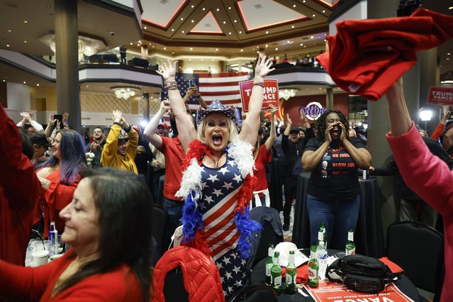 People attend the Nevada Republican Party watch party at the Ahern Hotel in Las Vegas, Nevada, USA, 05 November 2024. Voters across the country are casting ballots today for President of the United States in a tightly contested race between Republican presidential candidate Donald J. Trump and Democratic presidential candidate US Vice President Kamala Harris, as well as for candidates in congressional and local races. (Photo by Caroline Brehman/EPA/EFE)