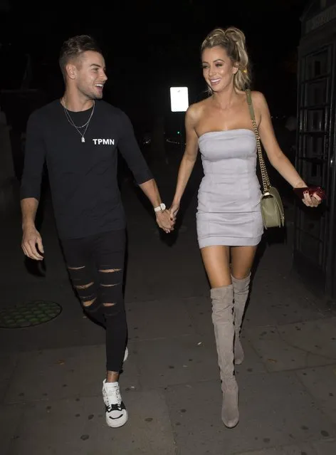 Olivia Attwood and Chris Hughes atttending at the launch of the Kem Cetinay BoohooMAN collection at Opal on August 24, 2017 in London, England. (Photo by BackGrid)