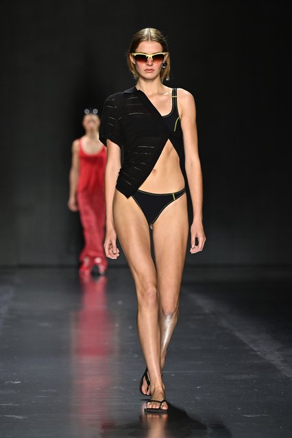 A model walks the runway during the NAGNATA show at Australian Fashion Week 2025 at Carriageworks on May 13, 2025 in Sydney, Australia. (Photo by James Gourley/Getty Images)