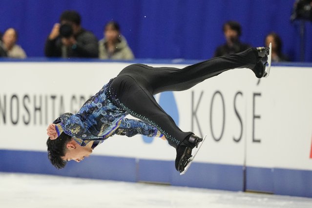 Jimmy Ma, of the U.S., performs during the men' free skating program in the ISU Grand Prix of Figure Skating - NHK Trophy in Kadoma, east of Osaka, western Japan, Saturday, November 8, 2025. (Photo by Hiro Komae/AP Photo)