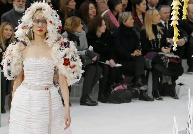 A model presents a creation by German designer Karl Lagerfeld as part of his Haute Couture Spring Summer 2015 fashion show for French fashion house Chanel in Paris January 27, 2015. (Photo by Gonzalo Fuentes/Reuters)