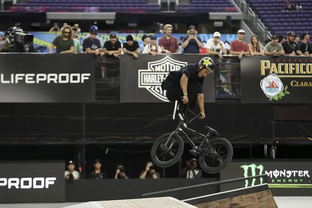 Chad Kerley competes in the BMX street final at the X Games on Friday, July 20, 2018, in Minneapolis. (Photo by Anthony Souffle/Star Tribune via AP Photo)