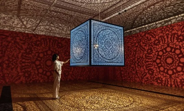 Anila Quayyum Agha’s “All the Flowers Are for Me”, an installation that explores Islamic motifs, has gone on display at the Shirley Sherwood Gallery at Kew Gardens in London on March 30, 2023. (Photo by Richard Pohle/The Times)