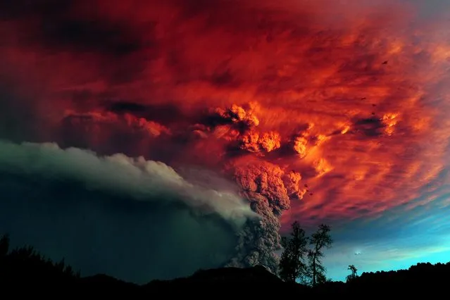 A cloud of ash billowing from Puyehue volcano near Osorno in southern Chile, 870 km south of Santiago, on June 5, 2011. (Photo by Claudio Santana/AFP Photo)