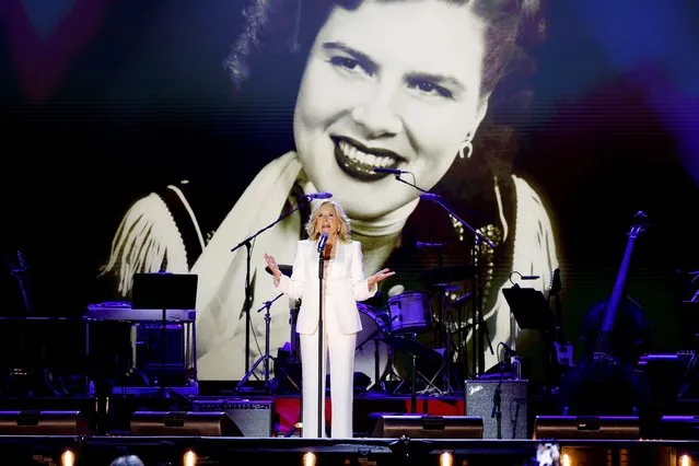 First Lady Dr. Jill Biden speas onstage during Walkin' After Midnight: The Music Of Patsy Cline at Ryman Auditorium on April 22, 2024 in Nashville, Tennessee. (Photo by Jason Kempin/Getty Images)