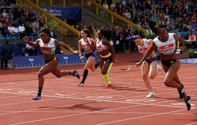 Britain Athletics, The British Championships, Alexander Stadium, Birmingham on June 25, 2016. Great Britain's Tifany Porter (R) wins the women's 100m hurdles from Cindy Ofili (L) and Lucy Hatton (2nd R). (Photo by Andrew Boyers/Reuters/Action Images/Livepic)