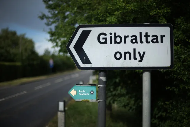 A road sign points the way to the tiny hamlet of Gibraltar on July 29, 2013 in England. Residents say the tiny hamlet, originally called Little Worth, was re-named after a local sailor returned from Gibraltar in the 17th century with a bout of cholera that decimated the population.  (Photo by Peter Macdiarmid/Getty Images)