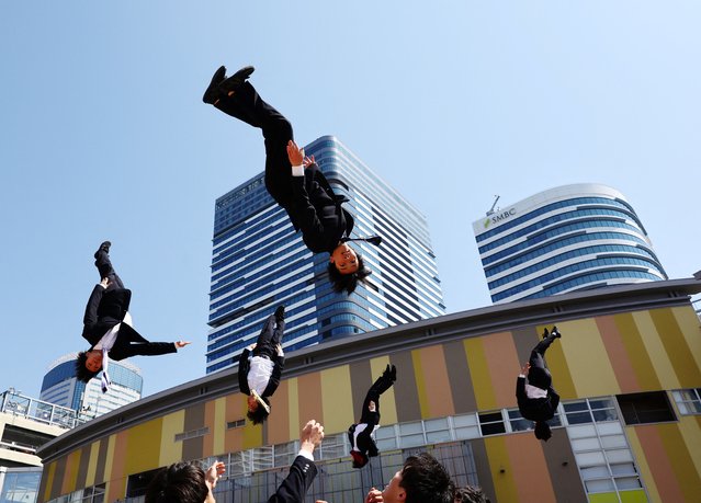 Members of Cheer Re-Man's, an all-male cheer-leading team of active businessmen, perform at “Cheer Up Japan” in Tokyo, Japan, on March 22, 2025. (Photo by Kim Kyung-Hoon/Reuters)