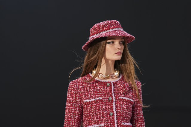 A model wears a creation as part of the Chanel Fall/Winter 2025-2026 Womenswear collection presented Tuesday, March 11, 2025. in Paris. (Photo by Scott A Garfitt/Invision/AP Photo)