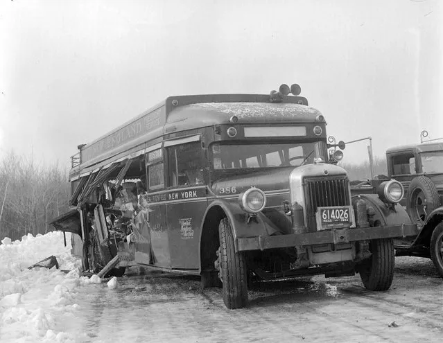 Bus accident in Norwood, 1934. (Photo by Leslie Jones)