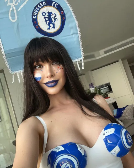 Maria Liman, 26, actress and Playboy model, who made a name for herself on the internet after the 2018 World Cup, is a mad-Chelsea fan. (@liman_maria/Newsflash)
