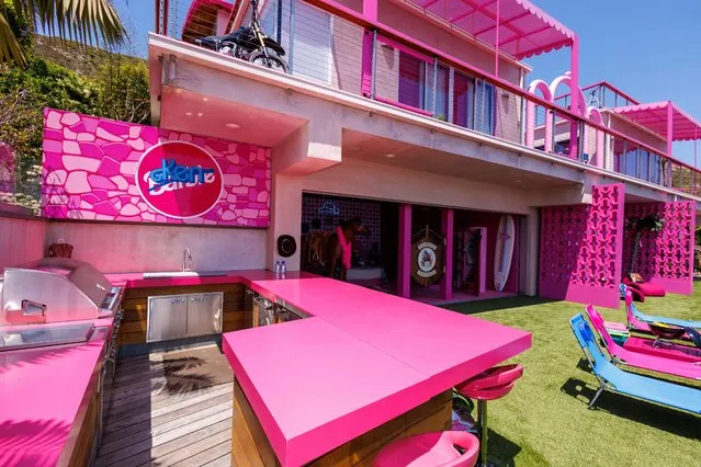 Barbie's iconic Malibu Dreamhouse, which is making a return in real life with a three-story lookalike mansion that mirrors the set of Warner Bros' upcoming “Barbie” movie made available for booking again via vacation rental firm Airbnb is shown in Malibu, California, U.S. June 27, 2023. (Photo by Mike Blake/Reuters)
