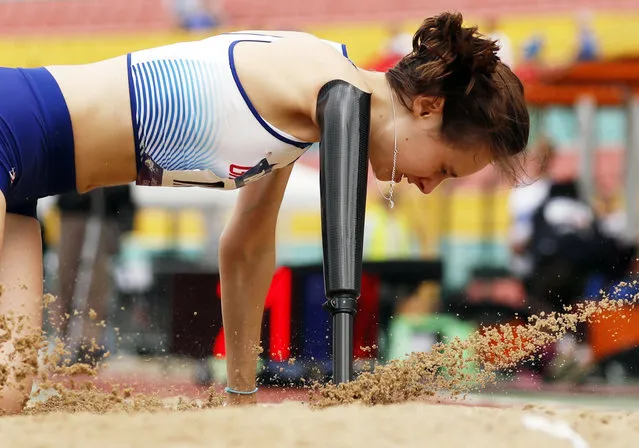 Polly Maton of Great Britain competes in the women's long jump T47 final at the Para Athletics 2018 European Championships in Berlin, Germany, 24 August 2018. The competition takes place from 20 to 26 August 2018. (Photo by Felipe Trueba/EPA/EFE)