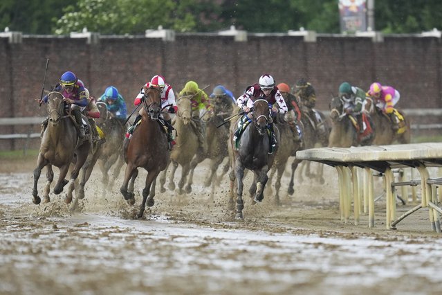Brian Hernandez Jr. rides Thorpedo Anna, right, to win he 150th running of Kentucky Oaks horse race at Churchill Downs Friday, May 3, 2024, in Louisville, Ky. (Photo by Abbie Parr/AP Photo)