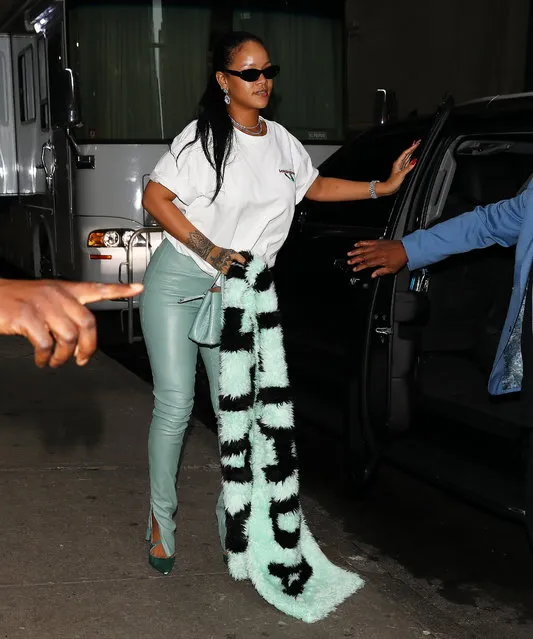 Rihanna arrives early to her diamond ball in NYC on September 12, 2019. (Photo by Pap Nation/Splash News and Pictures)