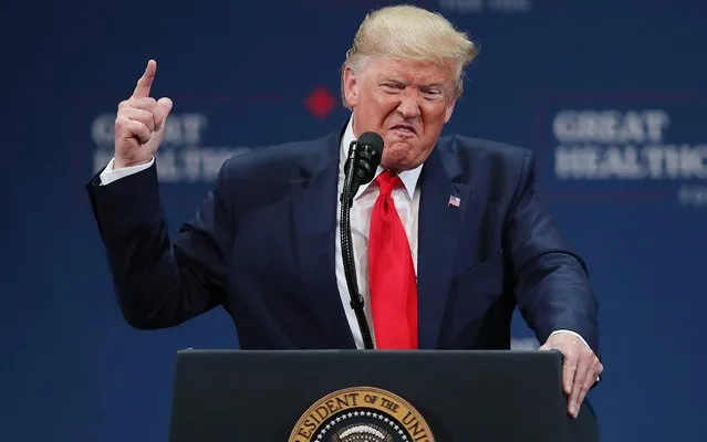 U.S. President Donald Trump speaks during an event at the Sharon L. Morse Performing Arts Center in The Villages on October 03, 2019 in The Villages, Florida. President Trump spoke about Medicare, and signed an executive order calling for further privatizing of it. (Photo by Joe Raedle/Getty Images)