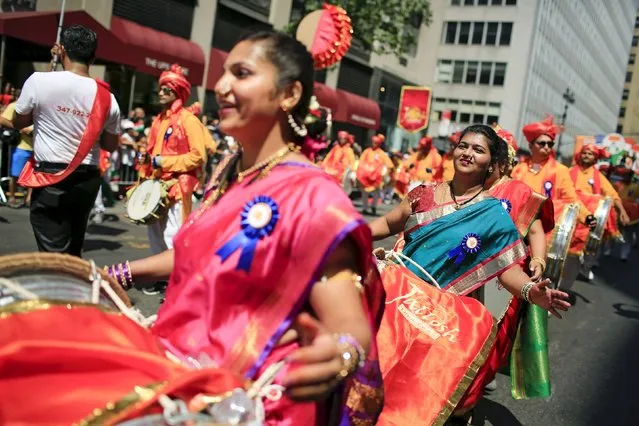 People take part in the 35th India Day Parade in New York August 16, 2015. (Photo by Eduardo Munoz/Reuters)