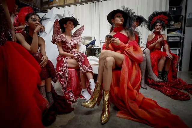 Models wearing creations by Philippines designer Nicole Santos wait backstage during the Thailand Fashion Week 2022 in Bangkok, Thailand, 30 June 2022. The Thailand Fashion Week showcases men's and women's Autumn/Winter 2022-2023 collections from both established and emerging brands across Haute-Couture, Ready-To-Wear, Avant-Garde, Accessories and Footwear on 29 and 30 June 2022. (Photo by Diego Azubel/EPA/EFE/Rex Features/Shutterstock)
