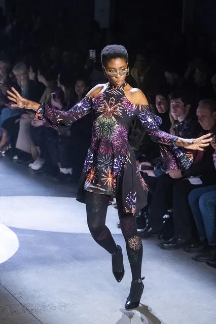 The Christian Cowan collection is modeled at Spring Studios during NYFW Fall/Winter 2020, Tuesday, February 11, 2020, in New York. (Photo by Charles Sykes/Invision/AP Photo)
