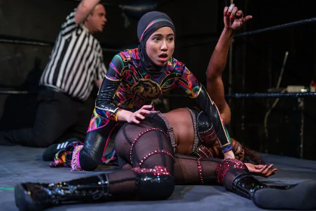 Nor “Phoenix” Diana, 20, female wrestling champion from Malaysia and the world's first hijab-wearing professional wrestler makes her debut UK match at «Wrestle Queendom 3» tournament organised by Pro Wrestling EVE in West London, England on January 11, 2020. The Phoenix takes on British professional wrestler Zoe Lucas – winning the match after forcing Lucas into submission. The Malaysian Wrestlecon Champion used to compete in a mask to avoid being recognised. (Photo by Guy Corbishley/Alamy Live News)