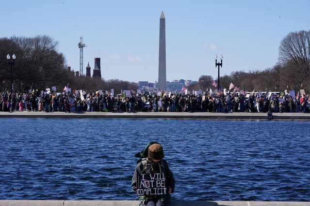 Demonstrators gather on President's Day to protest against U.S. President Donald Trump's actions during his first weeks in office, in Washington, D.C., U.S., February 17, 2025. (Photo by Nathan Howard/Reuters)