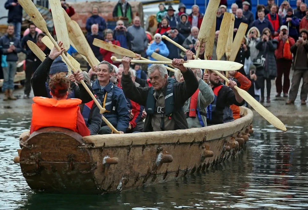 The National Maritime Museum Cornwall Launch a Recreation of a Bronze Age Boat
