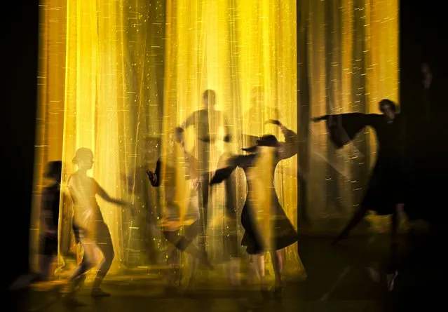 A multiple exposure photo of dancers from the Skopje Dance Theater performing “Lady Macbeth” by Risima Risimkin during Skopje's Dance Fest, in Skopje, Republic of North Macedonia, 26 April 2023. (Photo by Georgi Licovski/EPA/EFE)