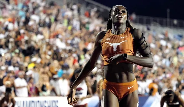 Rhasidat Adeleke of Texas Longhorns reacts after competing in the women's 400 meter dash during the Division I Men's and Women's Outdoor Track & Field Championship on June 10, 2023 in Austin, Texas. (Photo by Brendan Maloney/Inpho)
