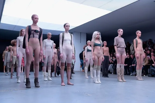 Models on the runway at the adidas Originals x Kanye West YEEZY SEASON 1 fashion show during New York Fashion Week Fall 2015 at Skylight Clarkson Sq on February 12, 2015 in New York City. (Photo by Gareth Cattermole/Getty Images for adidas)