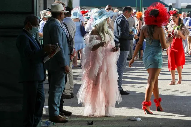 Spectators wear Derby hats on the day of the 147th Kentucky at Churchill Downs Derby in Louisville, Kentucky, U.S. May 1, 2021. (Photo by Amira Karaoud/Reuters)