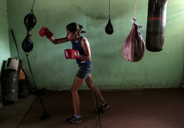 Nohelia Balmaceda, 17, attends a boxing class at the National Institute of Sport in Managua March 4, 2015. (Photo by Oswaldo Rivas/Reuters)