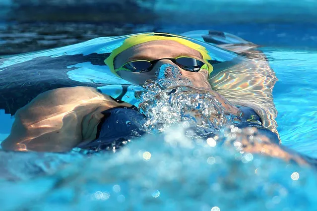 Emily Seebohm of Australia competes in the Women's 100 metre Backstroke during the 2016 Aquatic Superseries at HBF Stadium on February 06, 2016 in Perth, Australia. (Photo by Paul Kane/Getty Images)