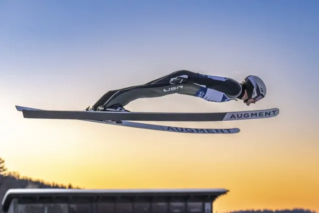 Grant Andrews in action during the FIS Nordic Combined World Cup Men's Gundersen HS140 10km on December 3, 2023 in Lillehammer, Norway. (Photo by Millo Moravski/Agence Zoom/Getty Images)