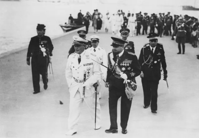 German military leader Hermann Goering (1893 - 1946, left) with Marshal Italo Balbo (1896 - 1940, right) in Tripoli, Libya, 12th April 1939. (Photo by Keystone/Hulton Archive/Getty Images)