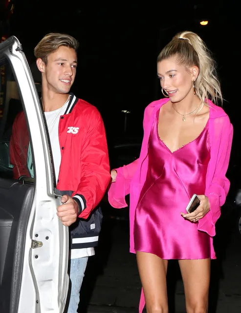 New Couple alert!! Date night for Hailey Baldwin and Cameron Dallas as they leave an IMG Models LA Made party at Delilah together. Los Angeles, California on Wednesday June 7, 2017.  (Photo by MHD/PacificCoastNews)