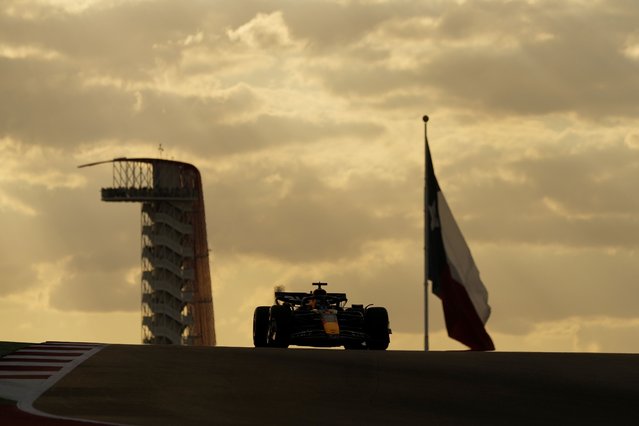 Red Bull driver Max Verstappen, of the Netherlands, tops a hill during a qualifying session for the Formula One U.S. Grand Prix auto race at Circuit of the Americas, Saturday, October 19, 2024, in Austin, Texas. (Photo by Eric Gay/AP Photo)