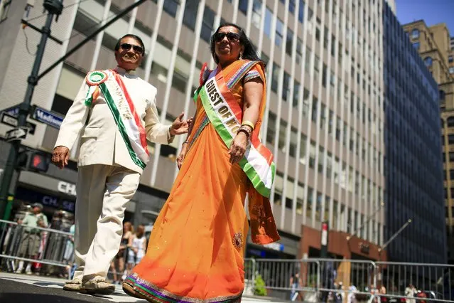 People arrive to take part in the 35th India Day Parade in New York August 16, 2015. (Photo by Eduardo Munoz/Reuters)