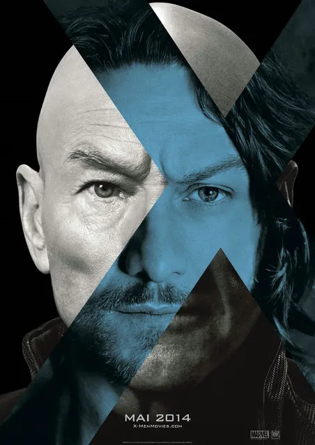 A teaser poster for “X-Men: Days of Future Past”, showing Patrick Stewart and James McAvoy as iterations of the character Charles Xavier/Professor X. Design by BLT Communications, LLC, Hollywood. (Photo by Key Art Awards 2014)