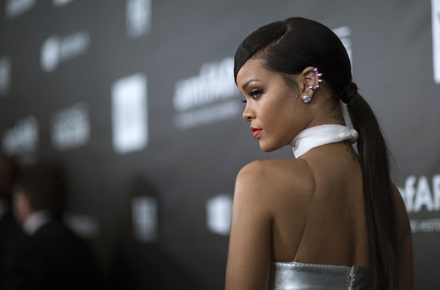 Singer Rihanna poses at the amfAR's Fifth Annual Inspiration Gala in Los Angeles, California October 29, 2014. (Photo by Mario Anzuoni/Reuters)