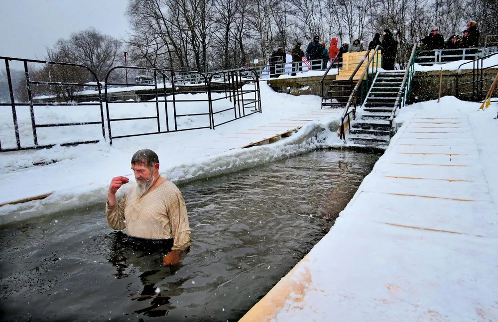 Orthodox Believers Take an Icy Plunge on Epiphany
