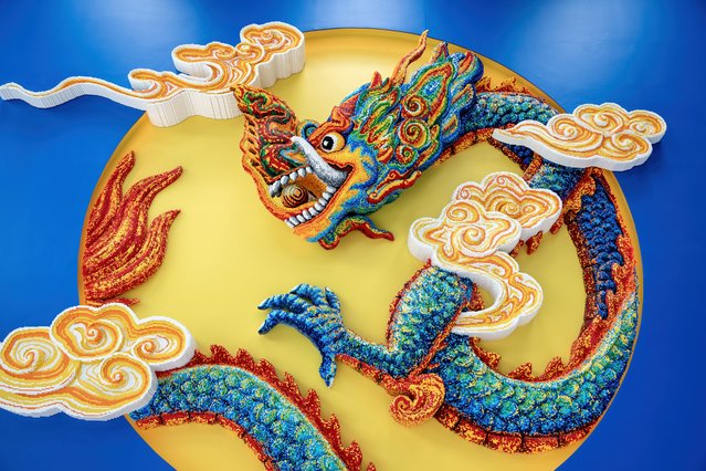 A model built using Lego bricks displayed at the Lego A/S factory in Binh Duong, Vietnam, on April 2, 2025. Lego is undaunted by the wave of new tariffs President Donald Trump unleashed on US trading partners as the world's largest toymaker opened a new production complex in Vietnam. (Photo by Maika Elan/Bloomberg)