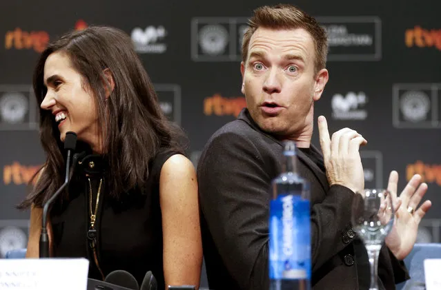 Scottish actor and director Ewan McGregor (R) and US actress Jennifer connelly (L) attend a press conference on “American Pastoral” at the San Sebastian International Film Festival, in San Sebastian, Spain, 23 September 2016. The 64th edition of the film festival runs from 16 to 24 September. (Photo by Juan Herrero/EPA)